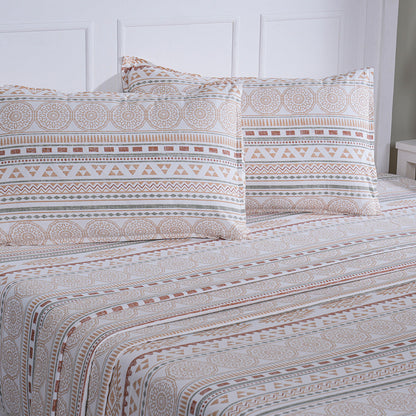 Hermosa Sensory Bloom Allegra 100% Cotton Printed Bed Sheet with Pillow Case Peach