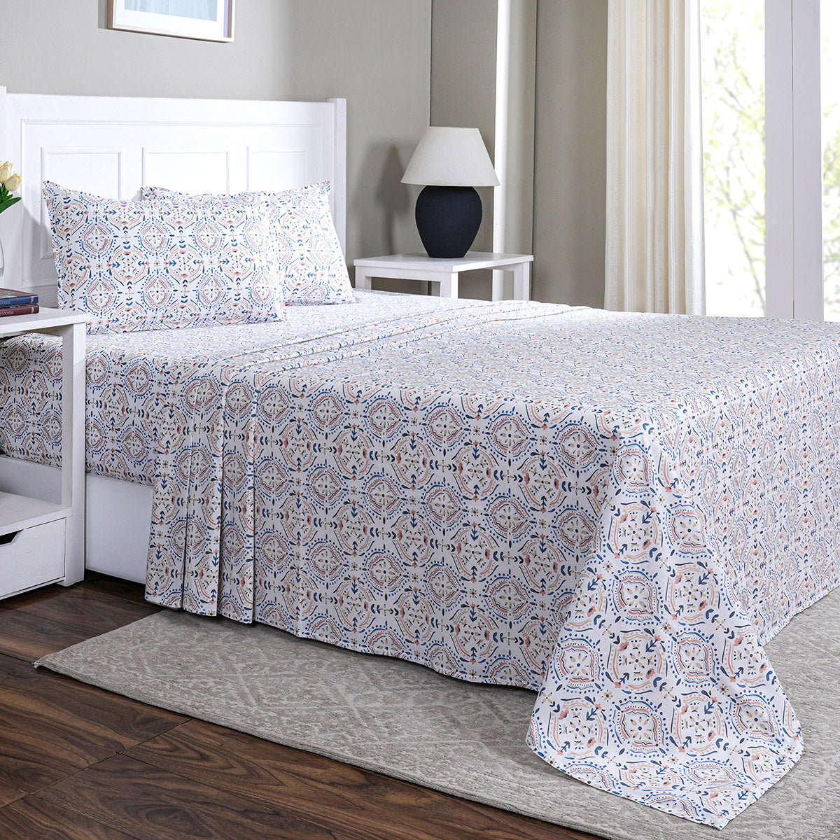 Hermosa Sensory Bloom Avery 100% Cotton Printed Bed Sheet with Pillow Case Rust
