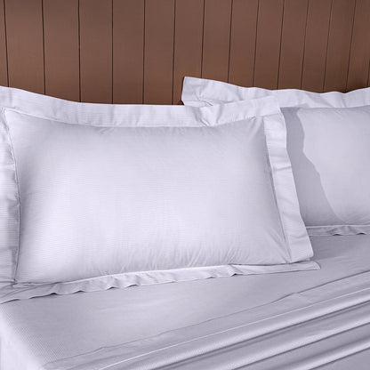 Aurelius Self Jacquard 100% Cotton White Bed Sheet with Pillow Case
