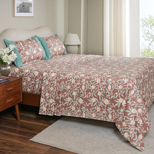 Sensory Bloom Granada 100% Cotton Red Bed Sheet with Pillow Case