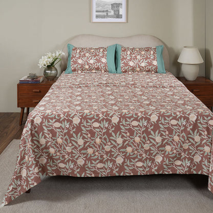 Sensory Bloom Granada 100% Cotton Red Bed Sheet with Pillow Case