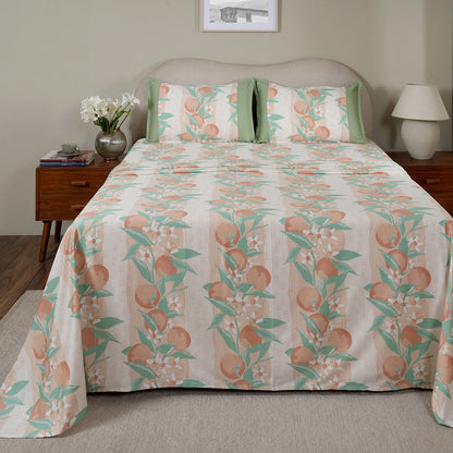 Sensory Bloom Colorsplash 100% Cotton Peach Bed Sheet with Pillow Case