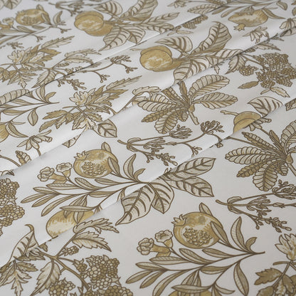 Sensory Bloom Fruity Foliage Mustard Bed Sheet with Pillow Case