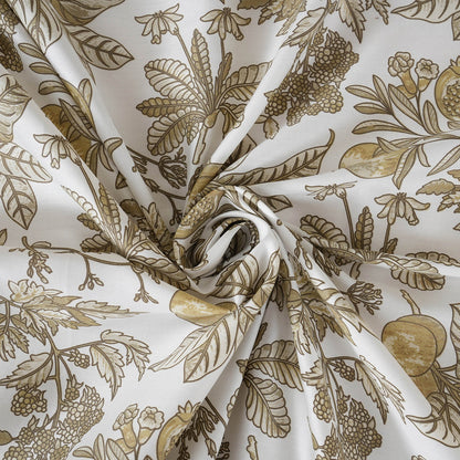 Sensory Bloom Fruity Foliage Mustard Bed Sheet with Pillow Case