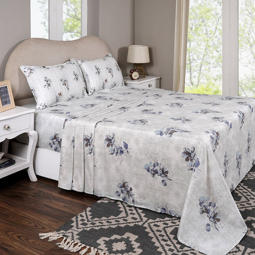 Sensory Bloom Everbloom 100% Cotton Blue Bed Sheet with Pillow Case