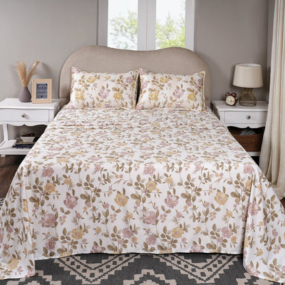 Sensory Bloom Blossom Meadow 100% Cotton Pink Bed Sheet with Pillow Case