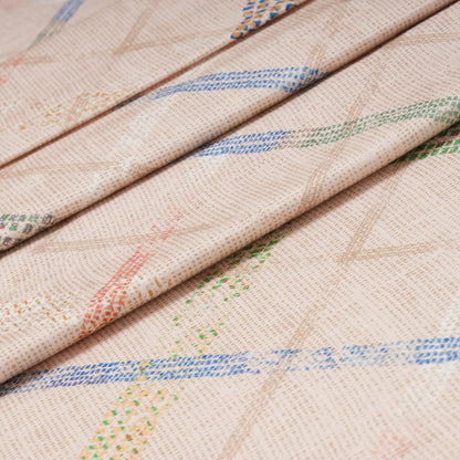 Eclectic Geo Rhombus Digital Print 100% Cotton Beige Bed Sheet with Pillow Case