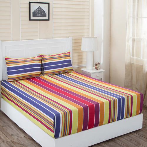 Donatella Isabella Printed 200 TC 100% Cotton Red Bed Sheet with Pillow Case