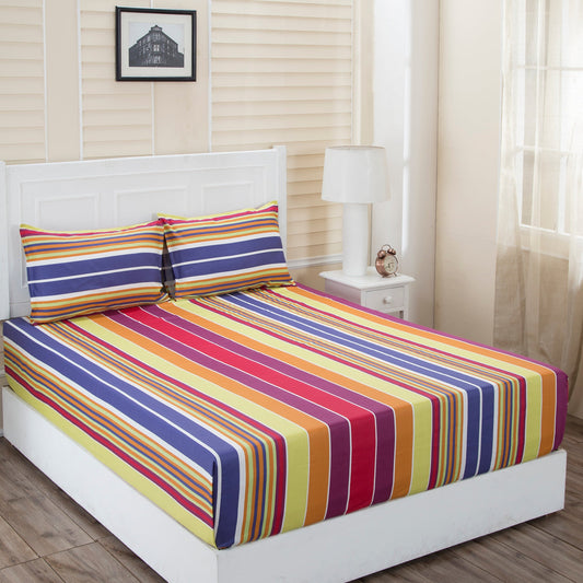 Donatella Isabella Printed 200 TC 100% Cotton Red Bed Sheet with Pillow Case