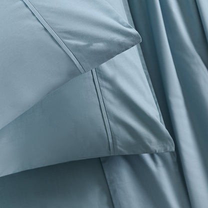 Slumber Plain Easy Care Percale 100% Cotton Blue Crisp Bed Sheet with Pillow Case