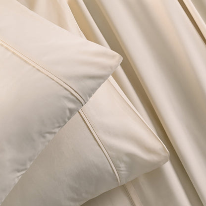 Slumber Plain Easy Care Percale 100% Cotton Ecru Crisp Bed Sheet with Pillow Case