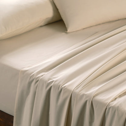 Slumber Plain Easy Care Percale 100% Cotton Ecru Crisp Bed Sheet with Pillow Case