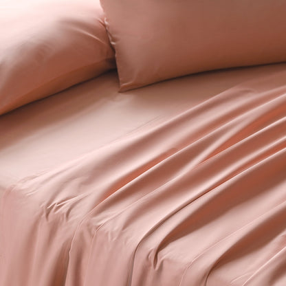 Slumber Plain Easy Care Percale 100% Cotton Peach Blossom Crisp Bed Sheet with Pillow Case