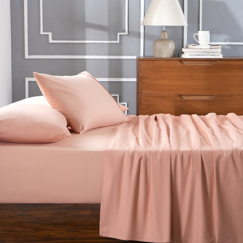 Slumber Plain Easy Care Percale 100% Cotton Peach Blossom Crisp Bed Sheet with Pillow Case