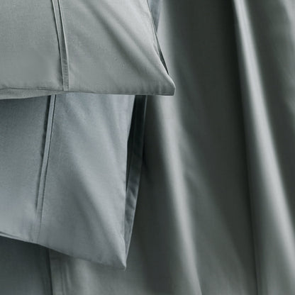 Slumber Plain Easy Care Percale 100% Cotton Steel Grey Crisp Bed Sheet with Pillow Case