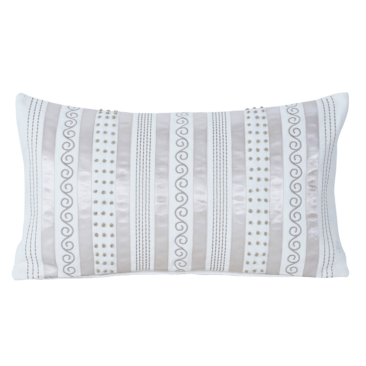 Tranquil Essence Adornment Lacery Embroidered 100% Cotton Beige Cushion Cover