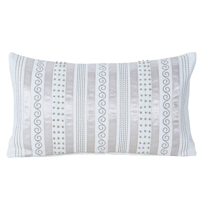 Tranquil Essence Adornment Lacery Embroidered 100% Cotton Beige Cushion Cover