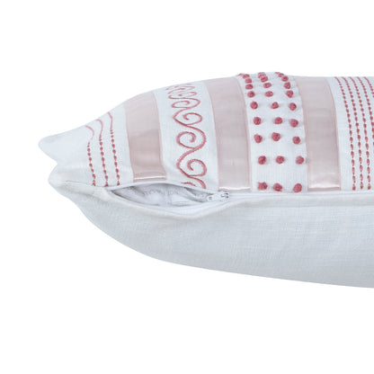 Tranquil Essence Adornment Lacery Embroidered 100% Cotton Peach Cushion Cover