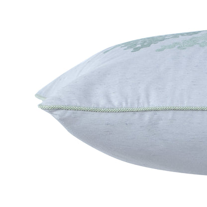 Tranquil Essence Scrollable Tatting Embroidered Viscose Blend Green Cushion Cover