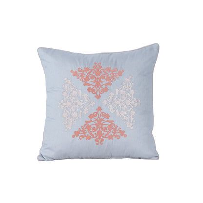 Tranquil Essence Scrollable Tatting Embroidered Viscose Blend Peach Cushion Cover