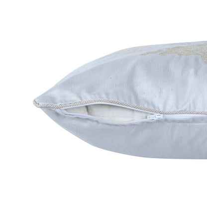 Tranquil Essence Scrollable Tatting Embroidered Viscose Blend Beige Cushion Cover