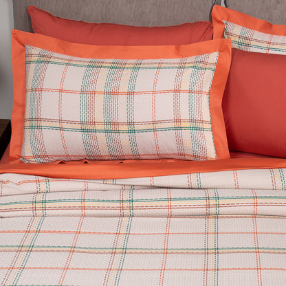 Eclectic Geo Mosaic Plaid Woven 100% Cotton Rust Duvet Cover with Pillow Case