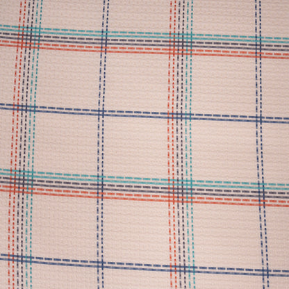 Eclectic Geo Mosaic Plaid Woven 100% Cotton Blue Duvet Cover with Pillow Case