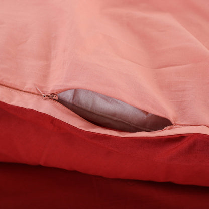 Hannah Percale 100% Cotton Reversible Easy Care Lacquer Red/Peach Blossom Duvet Cover with Pillow Case
