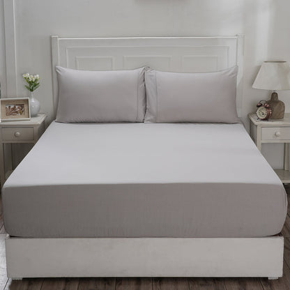 Eden Crisp & Light Weight 100% Cotton Solid Grey Fitted Sheet