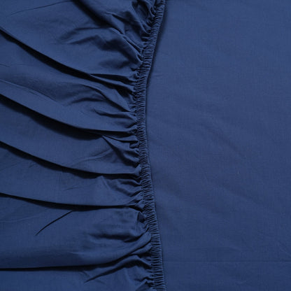 Eden Crisp & Light Weight 100% Cotton Solid Blue Fitted Sheet