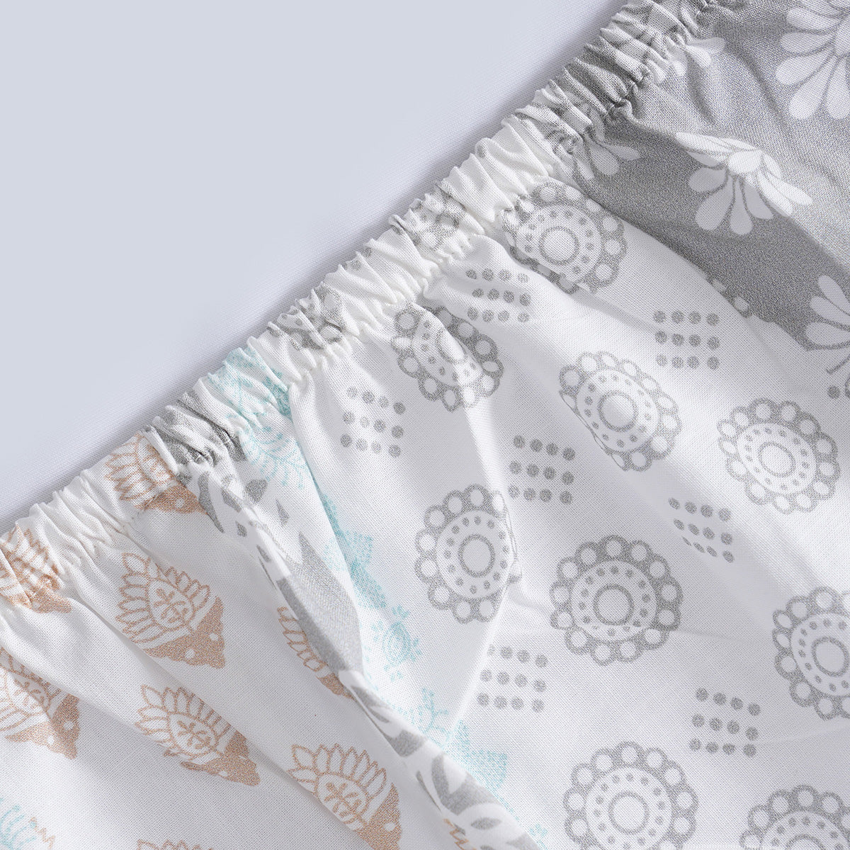 Hermosa Sensory Bloom Lennon 100% Cotton Printed Fitted Sheet with Pillow Case Blue