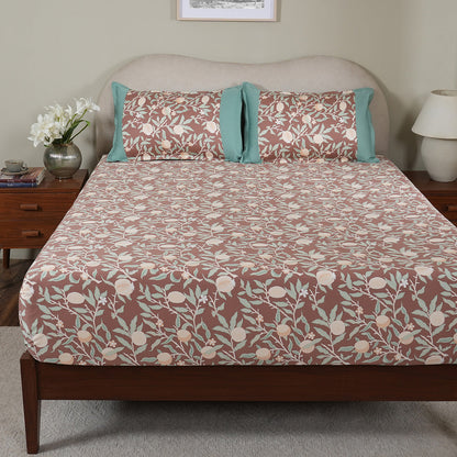 Sensory Bloom Granada 100% Cotton Red Fitted Sheet with Pillow Case