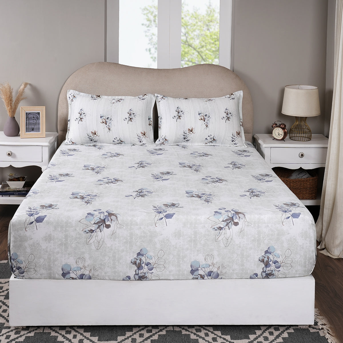 Sensory Bloom Everbloom 100% Cotton Blue Fitted Sheet with Pillow Case