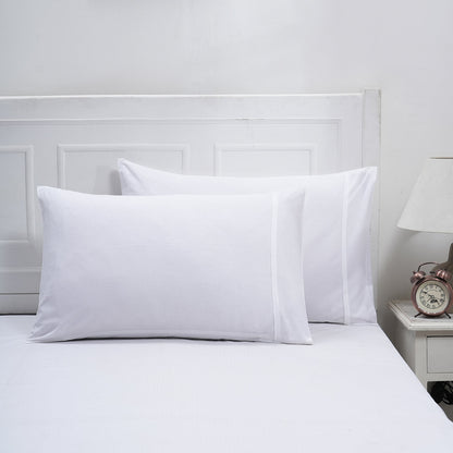 Eden Solid 100% Cotton White 2PC Pillow Case Set