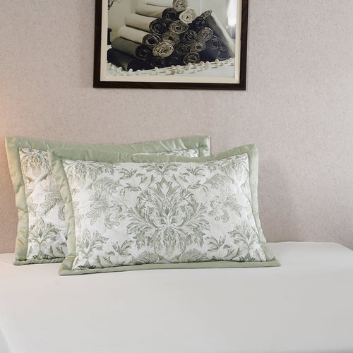 Tranquil Essence Napery Classic Quilted Green 2 PC Pillow Sham Set