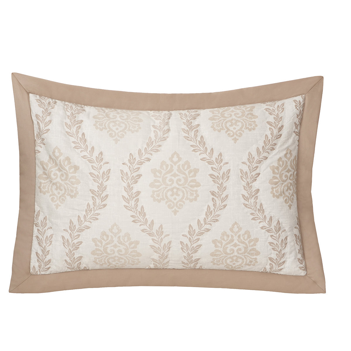Tranquil Essence Lawn Leaflet Quilted Beige 2 PC Pillow Sham Set