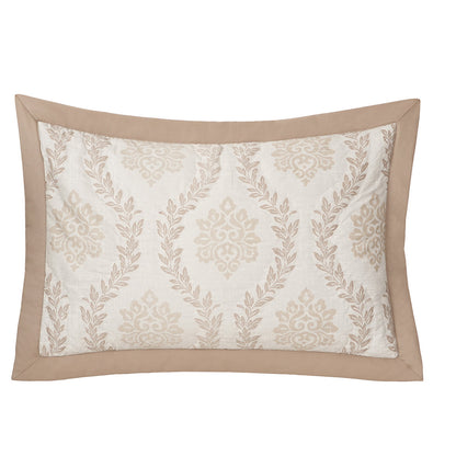 Tranquil Essence Lawn Leaflet Quilted Beige 2 PC Pillow Sham Set
