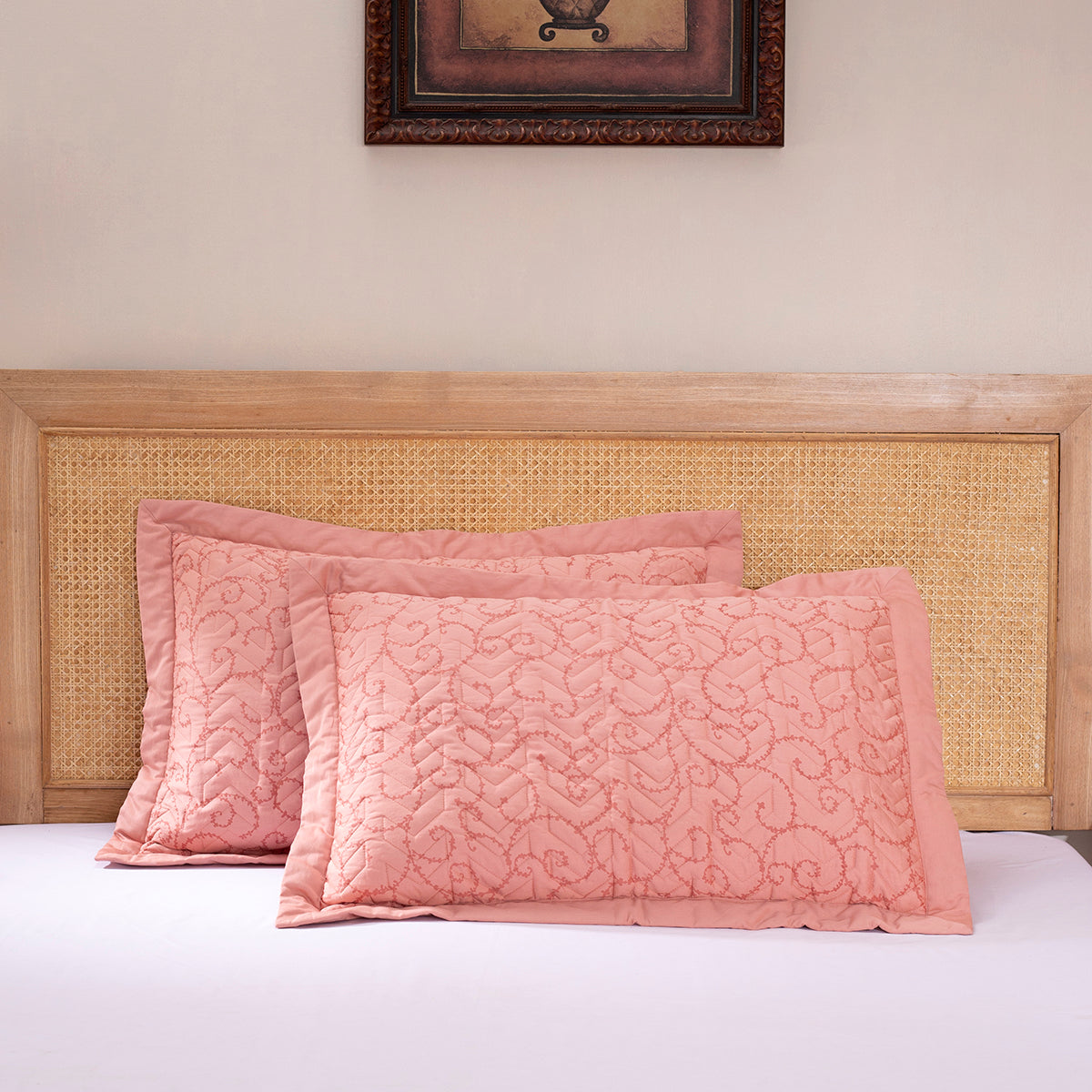 Exotic Heritage Leafy Swirl Red 2 PC Pillow Sham Set