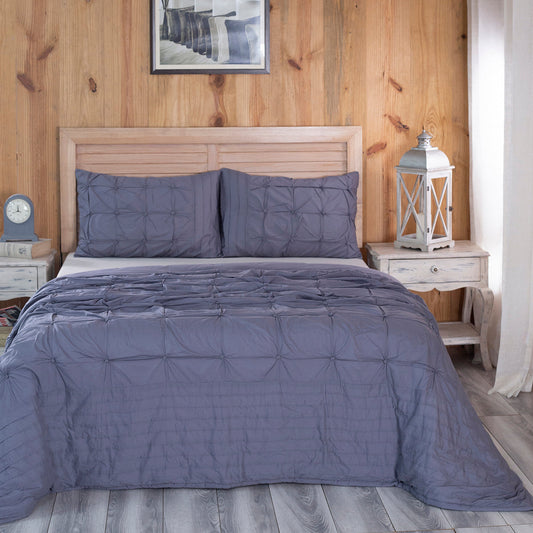 Rurban Divine Distressed Corners Summer AC Quilt/Quilted Bed Cover/Comforter Grey