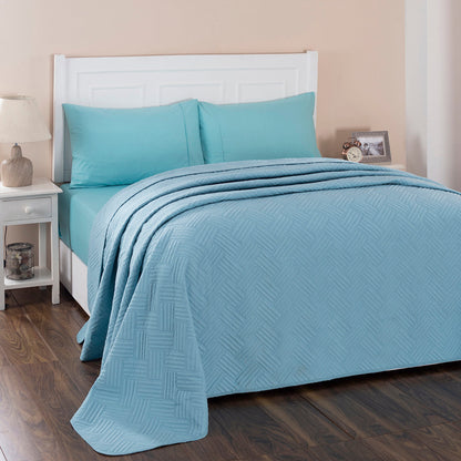 Eliott Summer AC Quilt/Quilted Bed Cover/Comforter Aqua