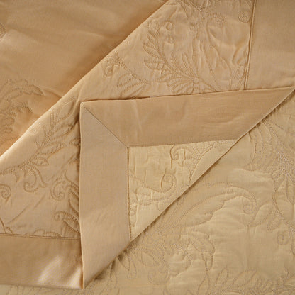 Classical Ornate Twirls & Swirls Quilt/Quilted Bed Cover Gold