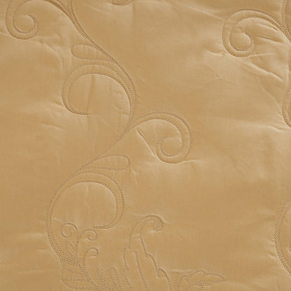 Classical Ornate Twirls & Swirls Quilt/Quilted Bed Cover Gold