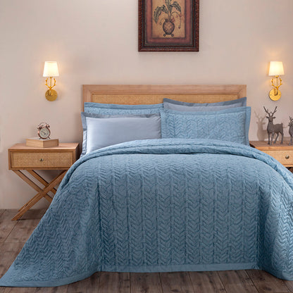 Exotic Heritage Leafy Swirl Blue Summer AC Quilt/Quilted Bed Cover/Comforter Quilt